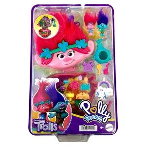Polly Pocket DreamWorks Trolls Compact Playset With Poppy & Branch 13 Piece Set